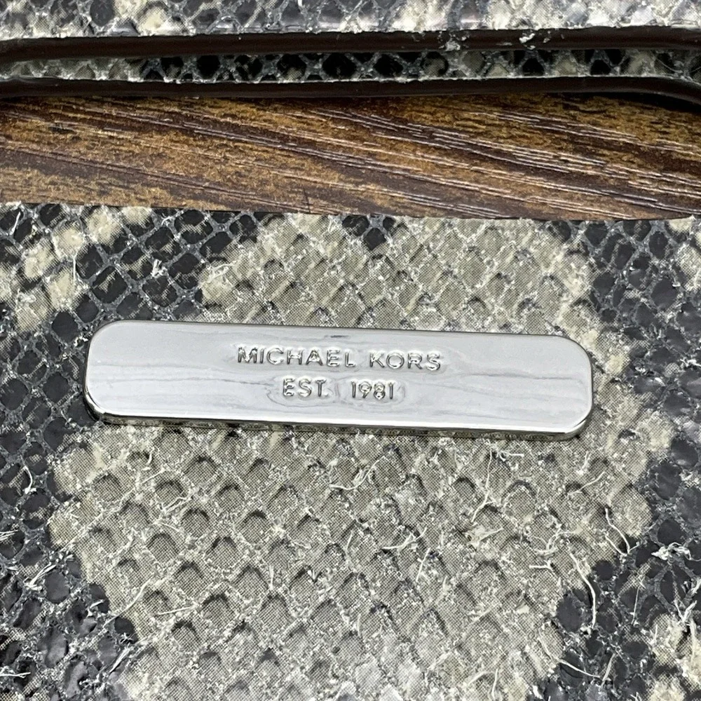 Michael Kors Snakeskin Leather Clutch With‎ Shoulder Strap Sand